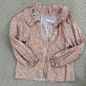 Zara Girls Floral Button-Up Blouse in Pink, Yellow, Cream